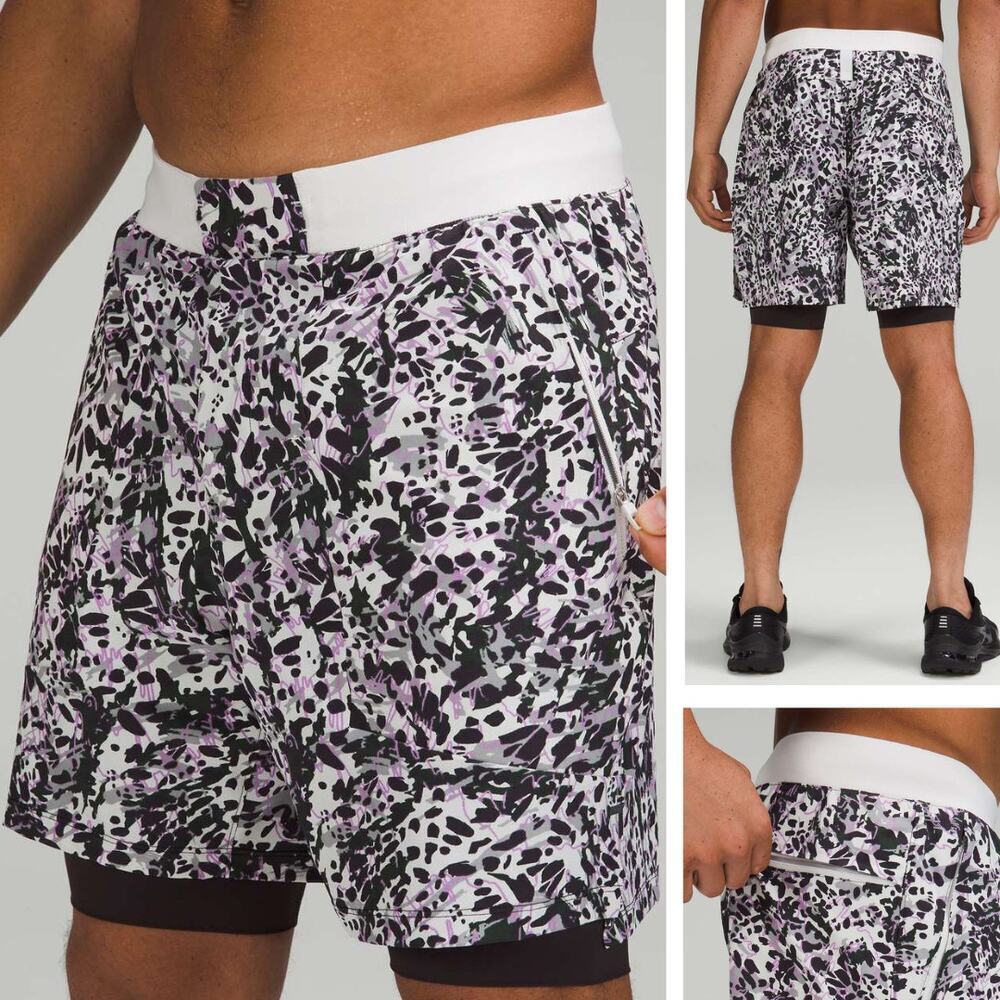 LULULEMON License to Train Linerless Short 7" Sz Small Command Camo Vapor Multi
